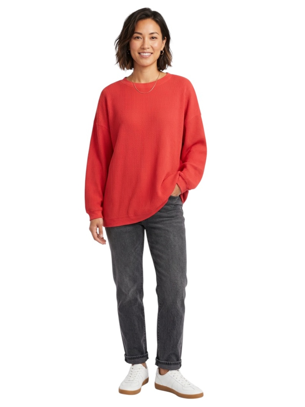 Aerie ($80) Oversized Cotton Blend Coral Waffle Crewneck - PTP 31